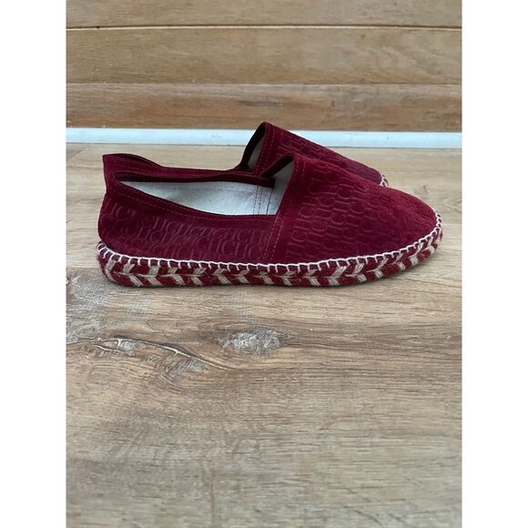 EUC Carolina Herrera Burgundy Suede Monogram Espadrilles Sneaker - Picture 1 of 8